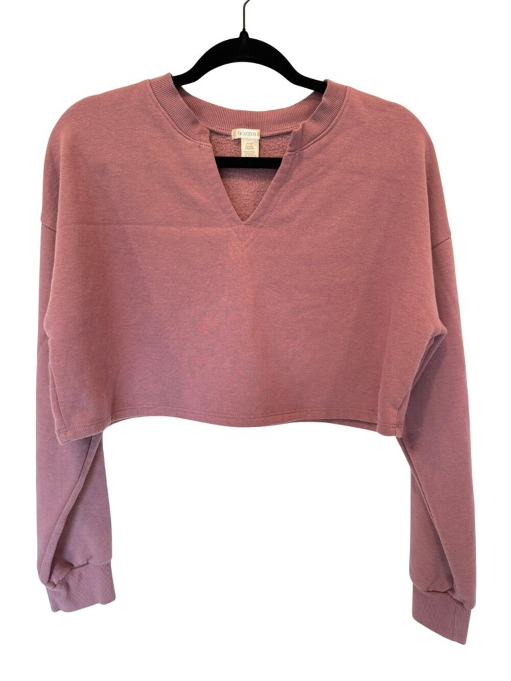 Bozzolo Mauve Cropped V-Notch Sweatshirt Women’s Large Boxy